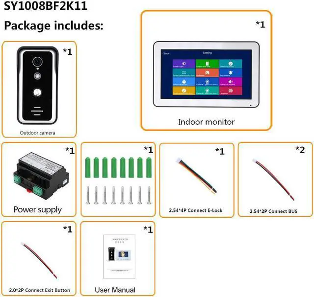 Alt view image 7 of 7 - 10 Inch  Wired WIFI  BUS 2 Wire Video Door Phone Intercom systems with HD 1000TVL  Camera Night Vision,Support Remote APP unlocking,Recording