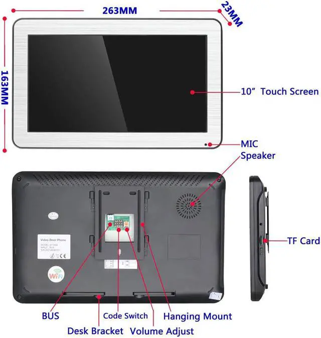 Alt view image 5 of 7 - Wired WIFI 10 Inch BUS 2 Wire Video Door Phone Intercom systems Kit for home 2 Units Apartment  Night Vision  Support Remote APP 2monitor
