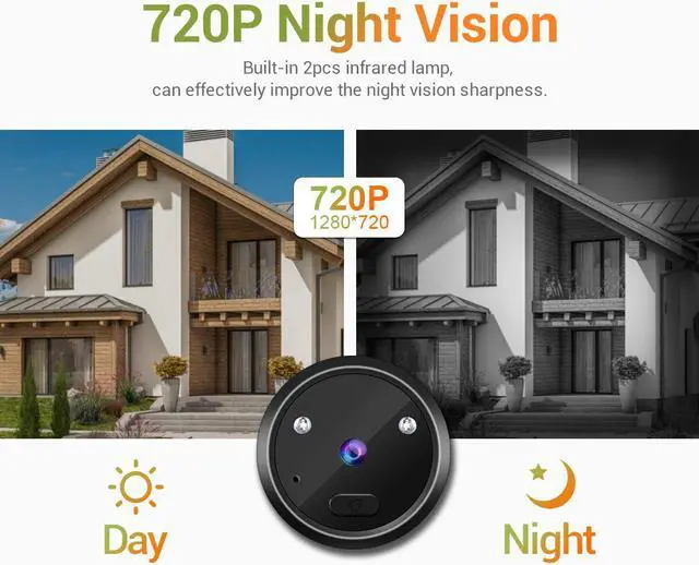 Alt view image 4 of 7 - Escam C22 ,720P Home Doorbell Camera Electronic Peephole 120° View angle 2.4'' LCD Screen