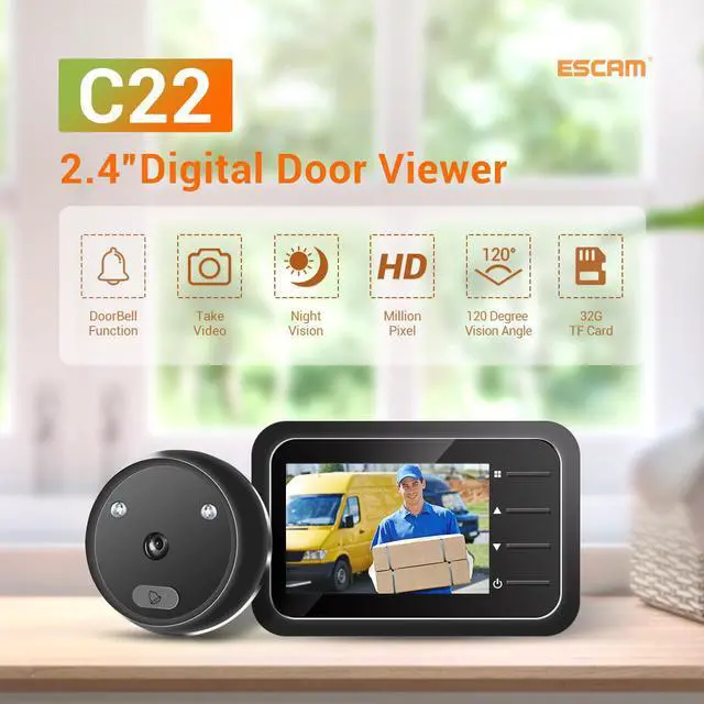 Main image of Escam C22 ,720P Home Doorbell Camera Electronic Peephole 120° View angle 2.4'' LCD Screen