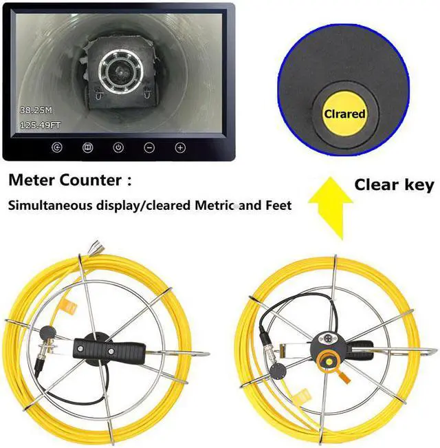 Alt view image 5 of 7 - Draining plumbing,Wire inspection,7" Monitor Pipe Inspection Video Camera,IP68 HD Drain Sewer Pipeline Industrial Endoscope System with 12PCS LED Lights, cable length 30m/98ft