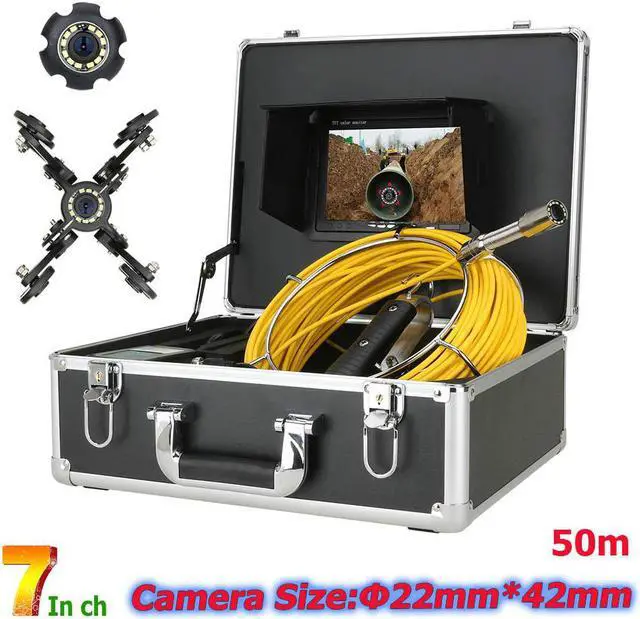 Main image of VisiPower 7" Monitor Draining plumbing,Wall ,Wire inspection Pipe Inspection Video Camera,IP68 HD 1000TVL Drain Sewer Pipeline Industrial Endoscope System with 12PCS LED Lights, Cable length 50m/164ft