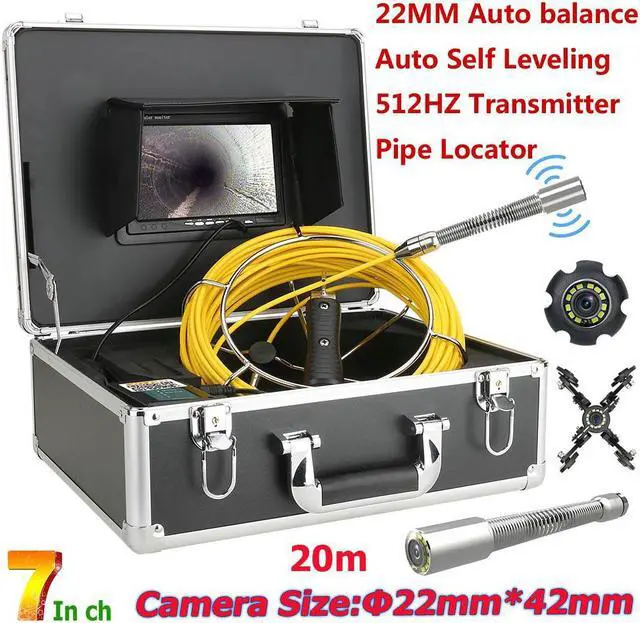 Main image of VisiPower Draining plumbing inspection/ Sewer Pipe Inspection Camera/Pipeline Industrial Endoscope/7" Monitor/12PCS LED Lights /512hz Transmitter/Auto balance Auto Self Leveling/Cable length 20m/65ft