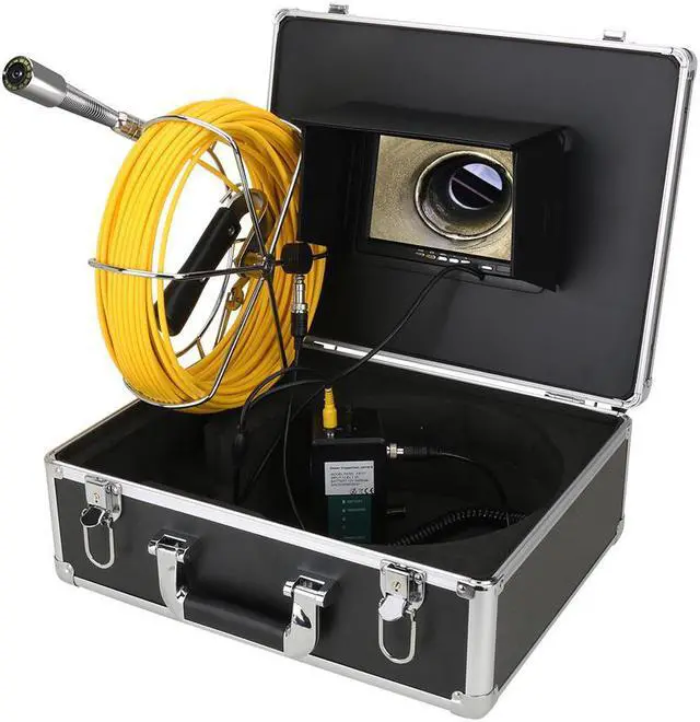 Alt view image 3 of 7 - VisiPower Draining plumbing inspection/ Sewer Pipe Inspection Camera/Pipeline Industrial Endoscope/7" Monitor/12PCS LED Lights /512hz Transmitter/Auto balance Auto Self Leveling/Cable length 30m/98ft