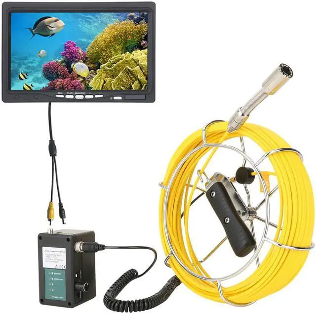 Alt view image 2 of 7 - VisiPower Draining plumbing Sewer Pipe Inspection Camera with Auto balance Auto Self Le/Pipeline Industrial Endoscope/7" Monitor/12PCS LED Lights /8GB SD Card/512hz Transmitter /Cable Length 50m/164ft