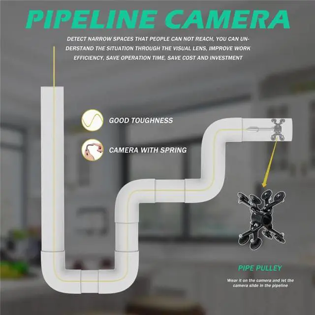 Alt view image 6 of 7 - VisiPower Draining plumbing Sewer Pipe Inspection Camera with Auto balance Auto Self Le/Pipeline Industrial Endoscope/7" Monitor/12PCS LED Lights /8GB SD Card/512hz Transmitter /Cable Length 50m/164ft