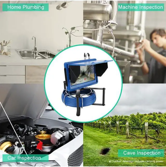 Alt view image 4 of 7 - VisiPower 10inch Touch screen Industrial Pipe Inspection Video Camera with Meter Counter / DVR Video recording / WIFI wireless / Photo Editing/23mm HD 1080P 6W LED Lights Cable Length 30m/98ft Camera