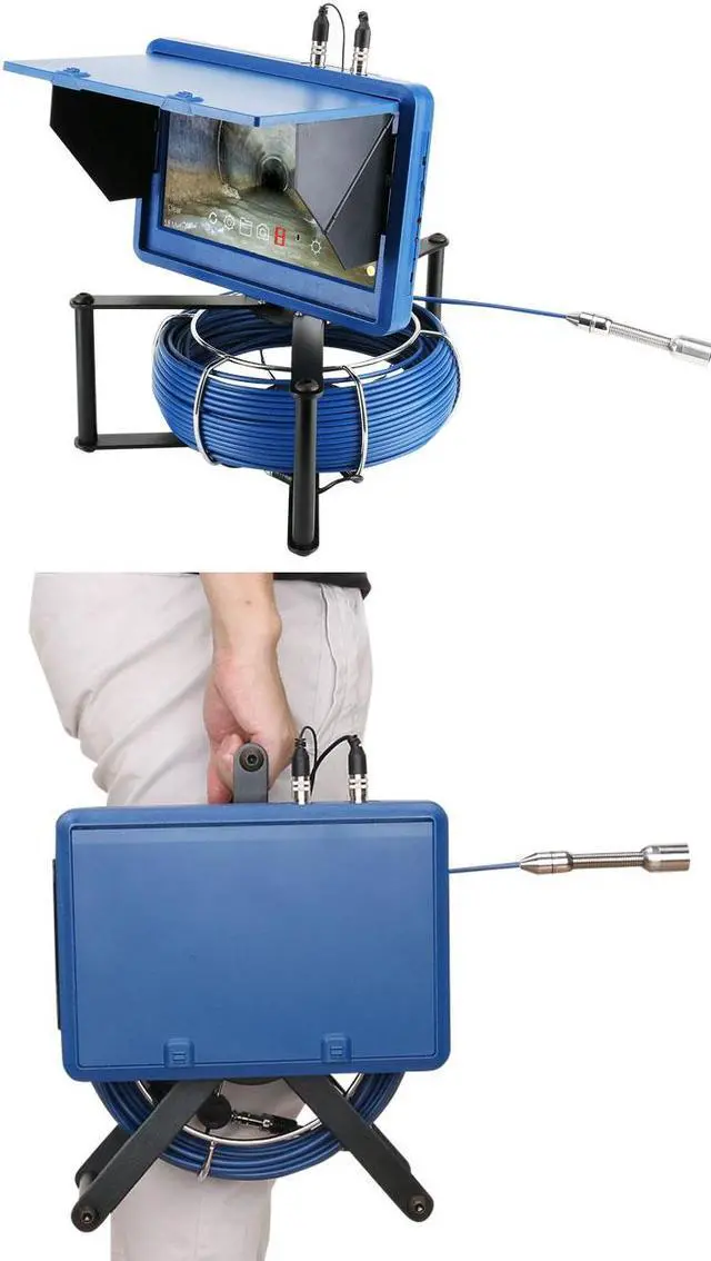 Alt view image 7 of 7 - VisiPower 10inch Touch screen Pipe Sewer Inspection Video Camera with Meter Counter / DVR Video recording / WIFI wireless / Photo Editing/23mm HD 1080P /6W LED Lights/50m/164ft Cable length Camera