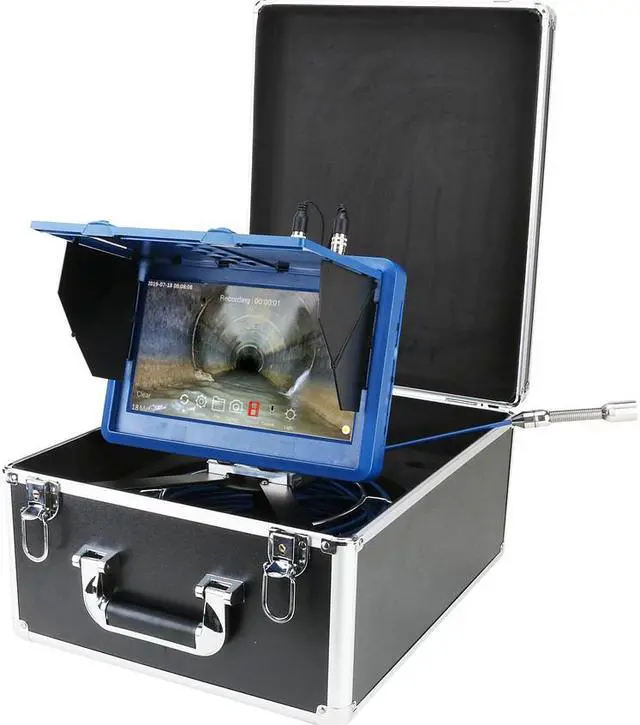 Alt view image 6 of 7 - VisiPower 10inch Touch screen Industrial Pipe Sewer Video Camera with Meter Counter / DVR Video recording / WIFI wireless / Photo Editing/23mm HD 1080P /6W LED Lights/60m/197ft Cable length   Camera