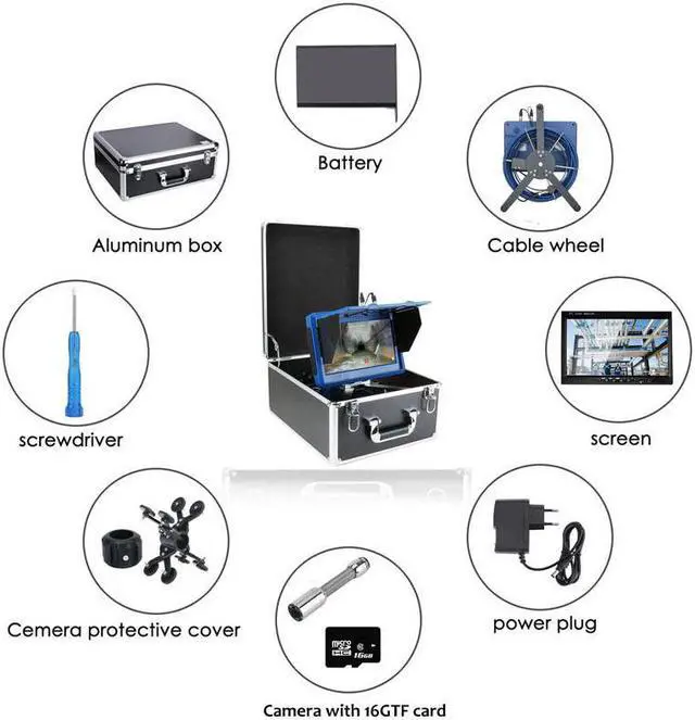Alt view image 7 of 7 - VisiPower HD 1080P Pipe Sewer Inspection Video Camera with Meter Counter / DVR Video recording / WIFI wireless / Photo Editing/23mm  100m/328 feet cable length /10inch Touch screen / 6W LED Lights