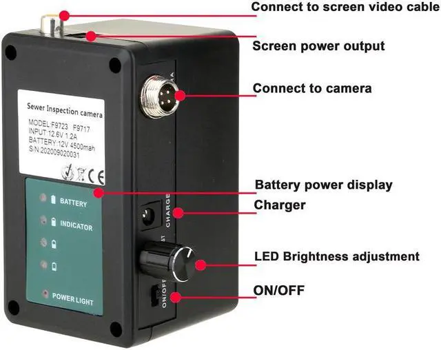 Alt view image 3 of 7 - Draining plumbing,Wall,Wire inspection/ Sewer Pipe Inspection Camera/Pipeline Industrial Endoscope/7" Monitor/DVR video recording/12PCS LED Lights /16GB SD Card/8 hours continuous use/20m Cable length