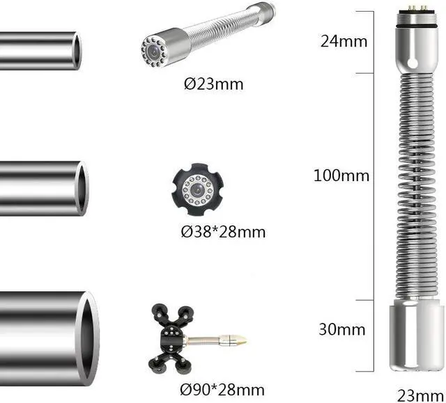 Alt view image 5 of 7 - Draining plumbing,Wall,Wire inspection/ Sewer Pipe Inspection Camera/Pipeline Industrial Endoscope/7" Monitor/DVR video recording/12PCS LED Lights /16GB SD Card/8 hours continuous use/20m Cable length