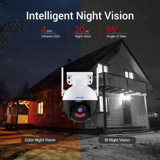Alt view image 2 of 7 - ESCAM QF300 3MP Pan/Tilt AI Humanoid Detection Auto Tracking Cloud Storage Waterproof WiFi IP Camera with Two Way Audio Night Vision