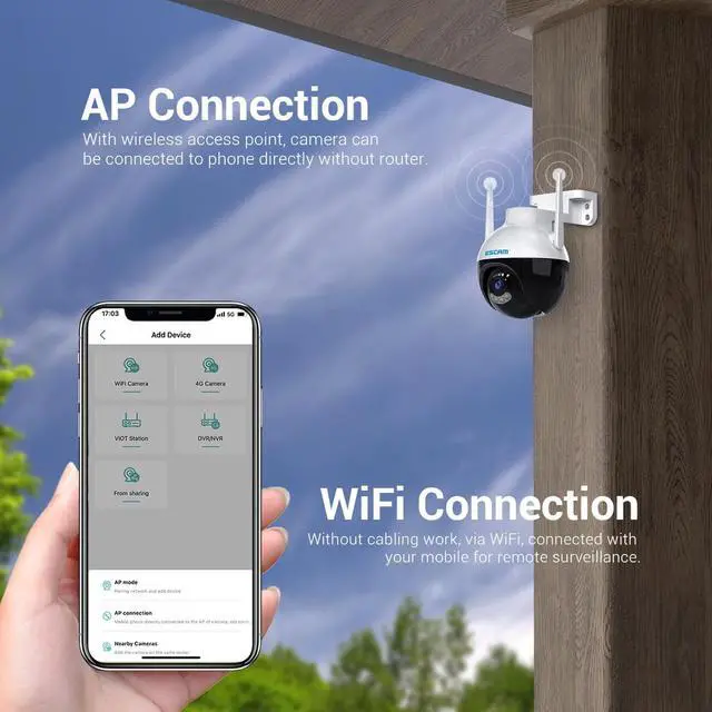 Alt view image 5 of 7 - ESCAM QF300 3MP Pan/Tilt AI Humanoid Detection Auto Tracking Cloud Storage Waterproof WiFi IP Camera with Two Way Audio Night Vision