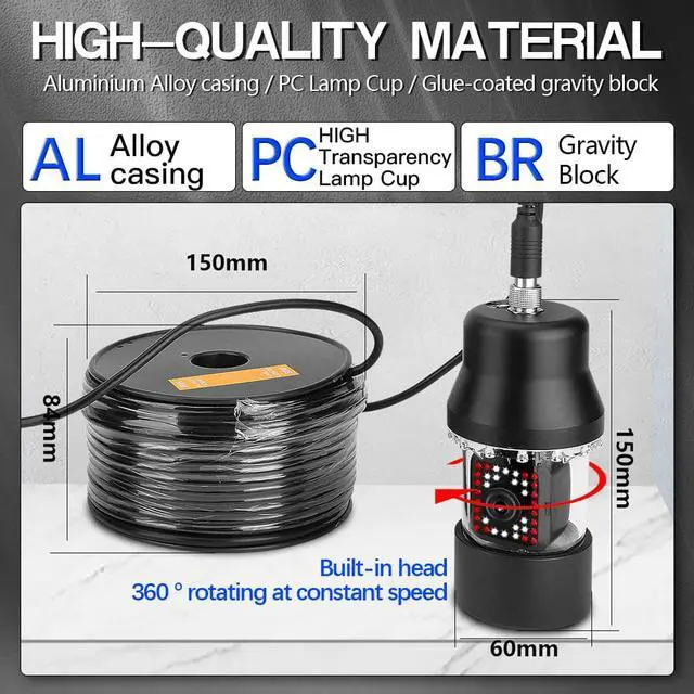 Alt view image 7 of 7 - VisiPower HD Dome Fish Finder 360 degree Rotating Camera,Panoramicview,Underwaterexploration,fishing,Swimming/diving/snorkeling,pipe well inspection Cable Length 300m/984ft ,camera
