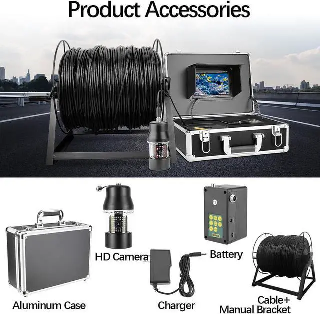 Alt view image 7 of 7 - VisiPower HD Dome Fish Finder Camera,Fish Finder,360 degree Rotating Panoramic view camera,Underwater exploration,fishing,Swimming/diving/snorkeling,well,pipe inspection Cable Length1640ft/500m camera