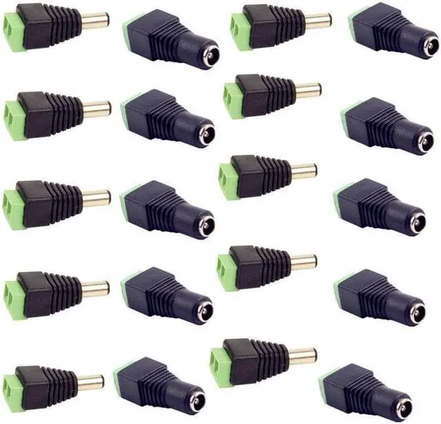 Alt view image 3 of 3 - 20pcs Male+Female DC Power Jack Connector Adapter Plug 2.1 x 5.5mm for CCTV New
