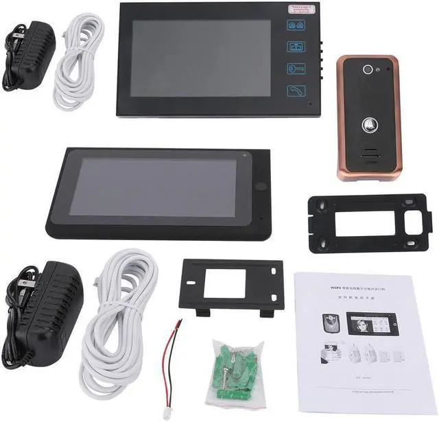 Alt view image 7 of 7 - 2 Monitors 7inch Wired Wifi IP Video Door Phone Doorbell Intercom Entry System with Aluminum Alloy 1000TVL Wired Camera Night Vision