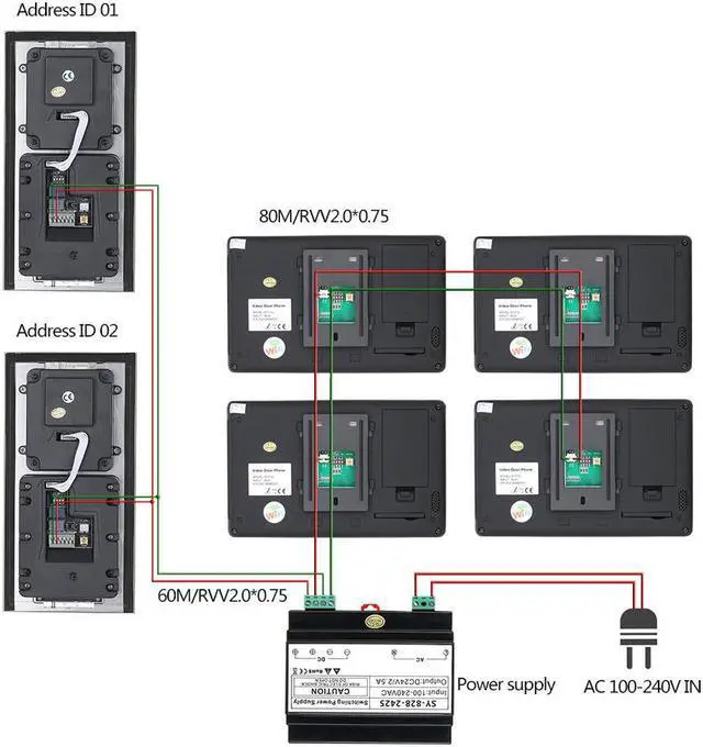 Alt view image 5 of 7 - Wireless Wifi  7 Inch Doorbell BUS 2 Wire Video Door Phone Intercom systems Kit for home 1 Units Apartment  Night Vision Doorbell 1 Camera +1 Monitor
