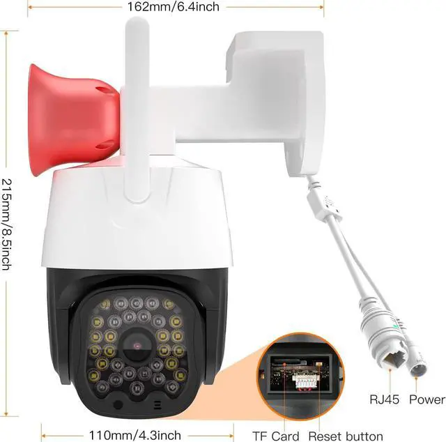 Main image of VSTARCAM 3MP Security Camera Outdoor/Home, 2.4GHz WiFi IP Camera with 2.5-Inch High-Decibel Speaker, 360° PTZ View, Motion Detection 2-Way Audio/Siren, Color Night Vision, Compatible with Alexa