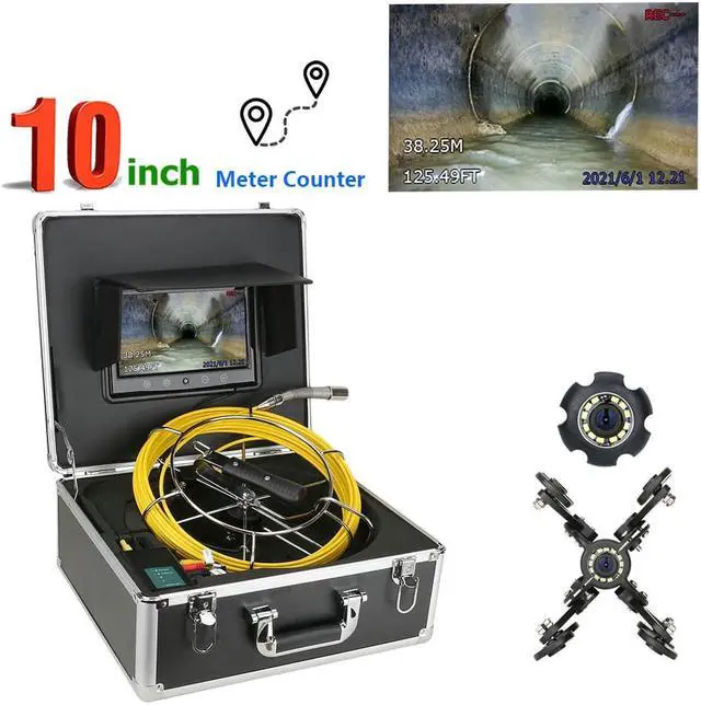 Main image of VisiPower Meter Counter sonde camera pipe inspection camera drain sewer camera 10 inch monitor long spring 22mm camera 30m/98ft cable length