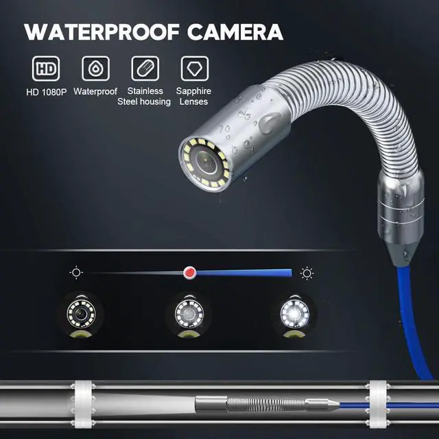 Alt view image 9 of 14 - VisiPower Waterproof Meter Counter DVR Drain Sewer Inspection Video Camera video Endoscope Camera Borescope camera with and Self-Leveling 512HZ Locator Cable Length 30m/98ft