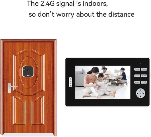 Alt view image 3 of 7 - 2.4GHz digital frequency hopping and encryption technology, with a transmission distance of up to 50 meters.outdoor Night vision IR CUT Monitor, call and talk Doorbell Camera
