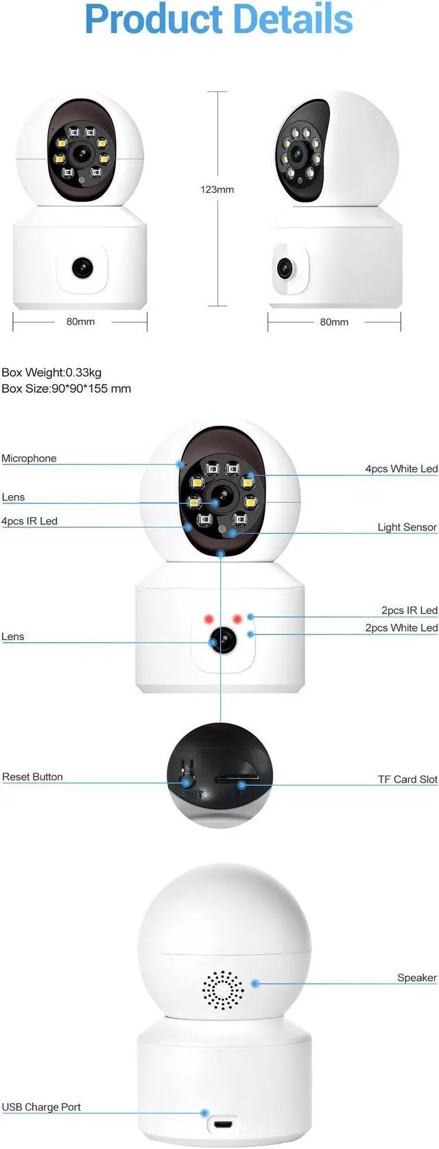 Alt view image 13 of 14 - WiFi 3MP dual lens dual light Outdoor Smart Alarm IR IP Camera 2 Way Audio Pan/Tilt Motion Detection Cloud Storage Waterproof