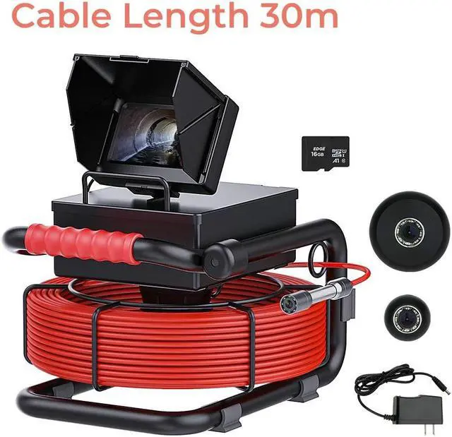 Alt view image 2 of 7 - visiPower 4.3" Monitor Sewer Drain Pipe Inspection Video Record waterproof Camera 16GB Card Camera Head dia 17mm Sewer Pipeline Industrial Endoscope Camera, Cable length 30m/98ft