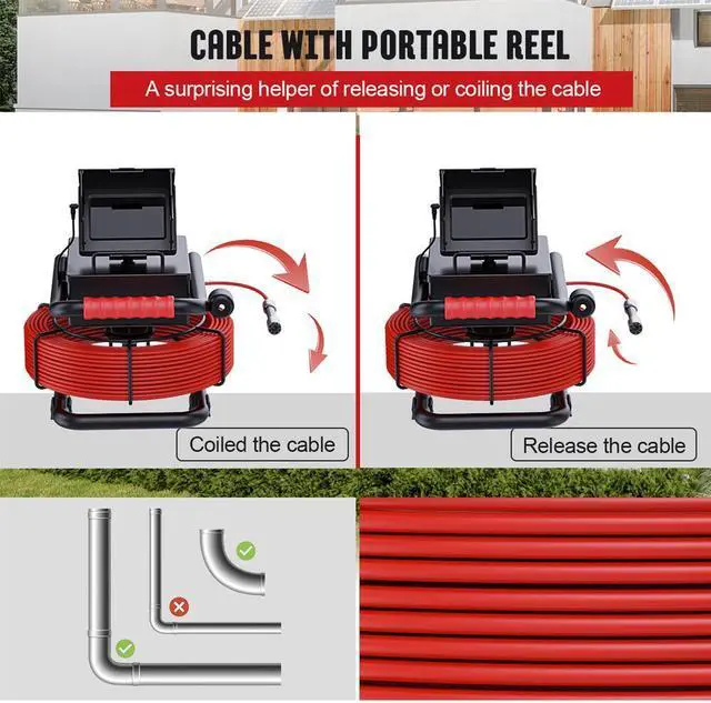 Alt view image 5 of 7 - visiPower 4.3" Monitor Sewer Drain Pipe Inspection Video Record waterproof Camera 16GB Card Camera Head dia 17mm Sewer Pipeline Industrial Endoscope Camera, Cable length 30m/98ft