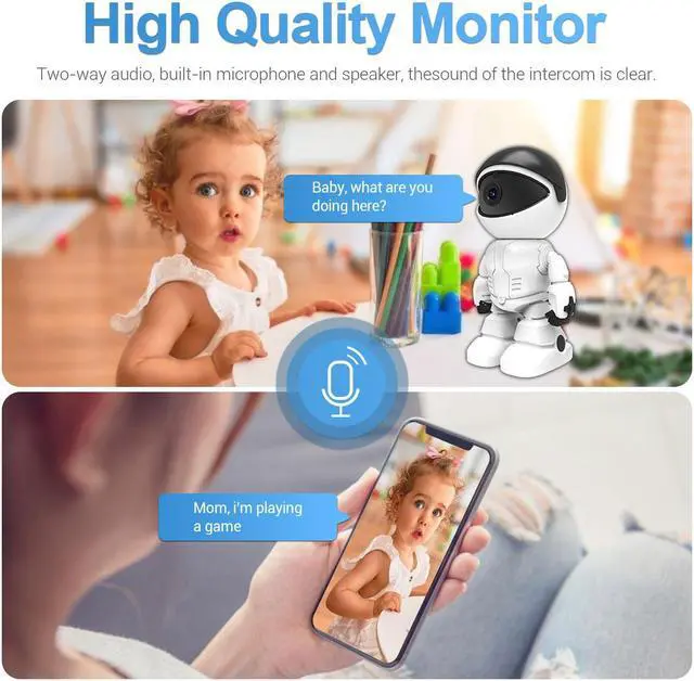 Alt view image 3 of 7 - 2MP 1080P HD 2.8mm Lens Security Robot Camera WiFi Wireless IR 33ft Motion Detection Auto Tracking Built-in Microphone AI Humanoid Detection PTZ IP Camera Day/Night Vision