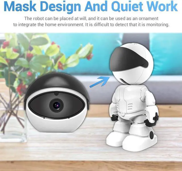 Alt view image 2 of 7 - 2MP 1080P HD 2.8mm Lens Security Robot Camera WiFi Wireless IR 33ft Motion Detection Auto Tracking Built-in Microphone AI Humanoid Detection PTZ IP Camera Day/Night Vision