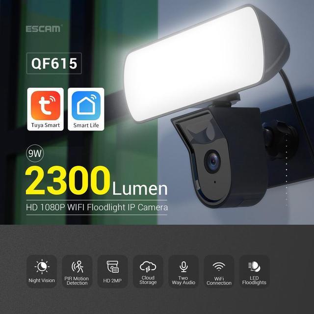 Floodlight WiFi Camera 2300 Lumen LEDs, USB Wired 1080p 2MP IP66 Night  Vision Light PIR Sensors Motion Detection APP Tuya/Smart Life for Home  Garage Garden Yard Surveillance Security Outdoor Camera 