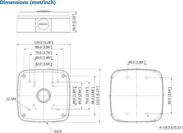 Alt view image 9 of 12 - PFA130-E Security Camera Bracket Wall Mounting Junction Box IP66 Water-Proof for HAC-HDW1100, IPC-HDW1000/HDW1200/HDW3200/HDW4100/HDW4200/HDW4300S