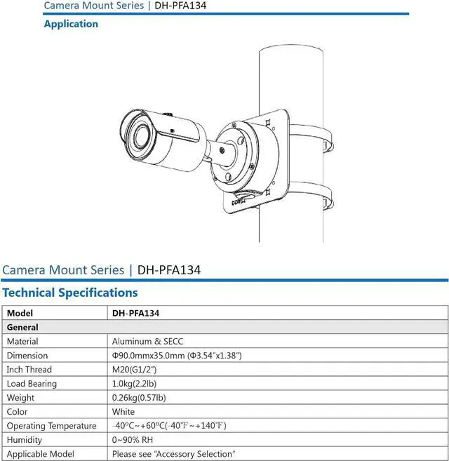 Alt view image 7 of 7 - PFA134 Aluminum Water-Proof Junction Box Wall Mount Bracket for CCTV Camera HFW1320S, HFW1200S, HFW2100S, HFW4421S, HDCVI Camera: HFW1000/1100/1200/2120/2220S, HFW1000R, HFW1100R, HFW1200R
