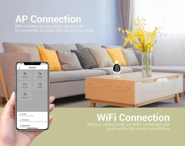 Alt view image 7 of 7 - 3MP wifi Home indoor Security IP Surveillance Camera Motion tracking Humanoid detection night vision baby Phone APP push alarm 2-way voice Manual control of camera rotation Pan 360° Tilt 120°