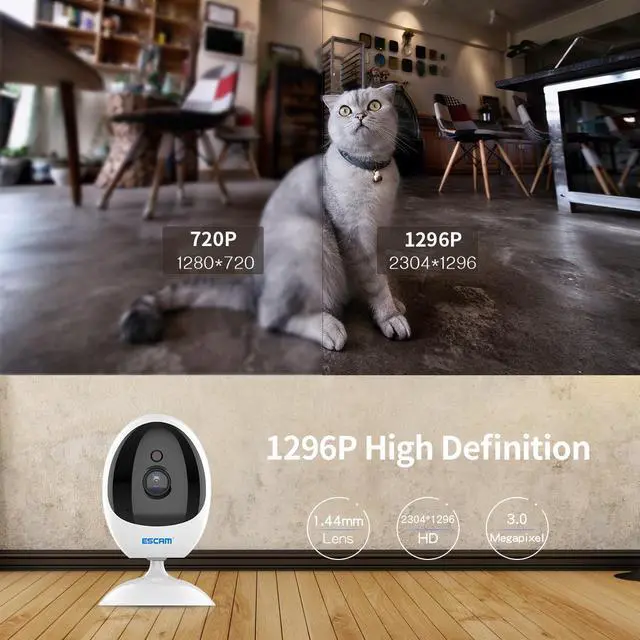 Alt view image 4 of 7 - 3MP wifi Home indoor Security IP Surveillance Camera Motion tracking Humanoid detection night vision baby Phone APP push alarm 2-way voice Manual control of camera rotation Pan 360° Tilt 120°