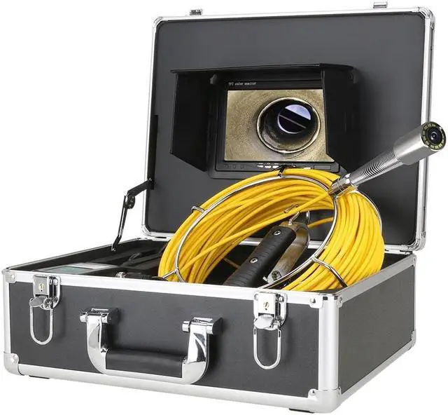 Alt view image 2 of 14 - 7" Monitor  DVR  Sewer Pipe Inspection Video Camera with Auto Self Leveling 512HZ  Pipe Locator  22MM IP68 HD 1000TVL Camera 12PCS LED Lights Cable Length 30M