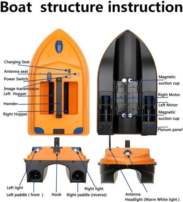 Alt view image 5 of 7 - Smart RC Fishing Bait Boat 500M/0.3mi Auto Return Fish Finder Tool intelligent Auto Lure controller Fishing Boat 3KG/6.6lb Bait Fish finder dual motors 2 Bait