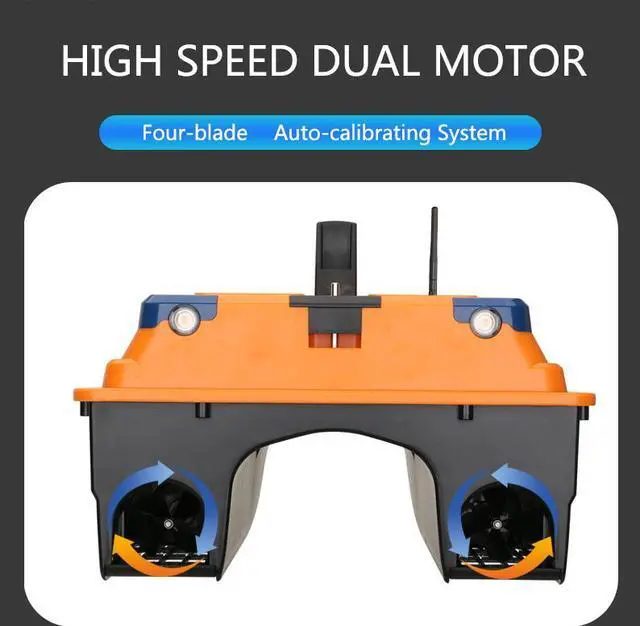 Alt view image 3 of 7 - GPS Location Smart RC Fishing Bait Boat 500M/0.3mi Auto Return Fish Finder Tool intelligent Auto Lure Remote Control Fishing Boat 3KG/6.6lb Bait Fish finder dual motors 2 Bait One-Key Return