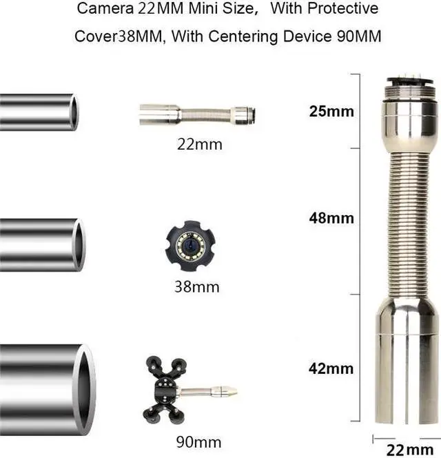 Alt view image 3 of 7 - VisiPower 9" Screen Sewer Drain Pipe Inspection Wireless WiFi Camera IP68 HD 12PCS LED Lights for Blocked draining plumbing Endoscope support Android/IOS app view Cable Length 20m/65ft Camera