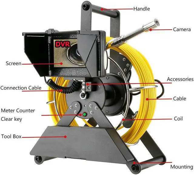 Alt view image 5 of 7 - VisiPower 20m/65ft 4.3" screen Sewer Drain Pipe Pipeline Inspection Locator Camera Video Recording + 512HZ Locator Sonde, IP68 Camera 8PCS LED Lights for Blocked draining plumbing Industrial Endoscope