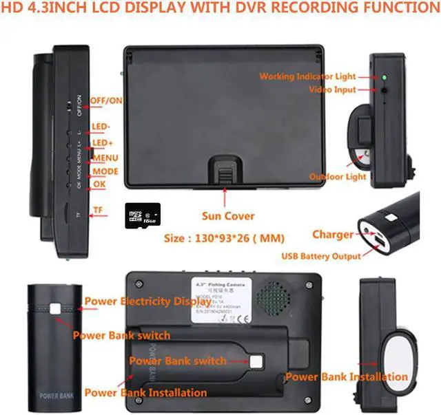 Alt view image 3 of 7 - VisiPower 20m/65ft 4.3" screen Sewer Drain Pipe Pipeline Inspection Locator Camera Video Recording + 512HZ Locator Sonde, IP68 Camera 8PCS LED Lights for Blocked draining plumbing Industrial Endoscope