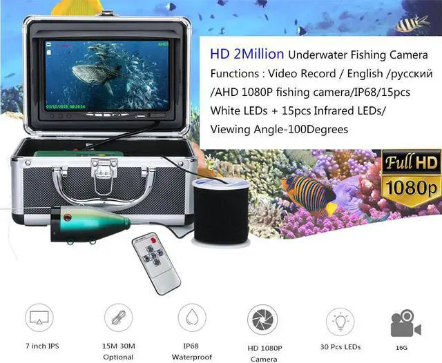 Alt view image 3 of 7 - DVR video recording Fish Finder Underwater Fishing Camera HD 7" 1280*720 Screen 15pcs White LEDs + 15pcs Infrared Lamp 1080P 2mp Camera For Fishing with 16GB SD Card