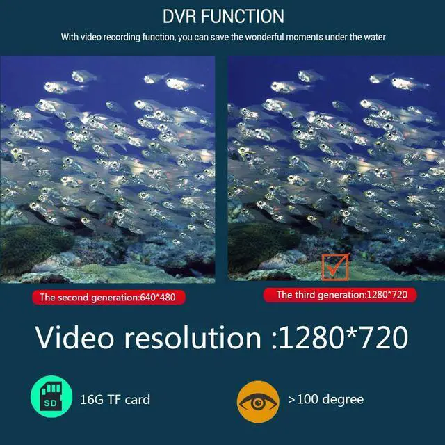 Alt view image 4 of 7 - DVR video recording Fish Finder Underwater Fishing Camera HD 7" 1280*720 Screen 15pcs White LEDs + 15pcs Infrared Lamp 1080P 2mp Camera For Fishing with 16GB SD Card