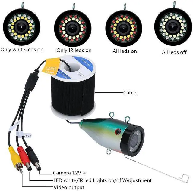 Alt view image 2 of 7 - Fish Finder Underwater Fishing Camera HD 7" 1280*720 Screen 15pcs White LEDs + 15pcs Infrared Lamp 1080P 2mp Camera For Fishing without video recording function