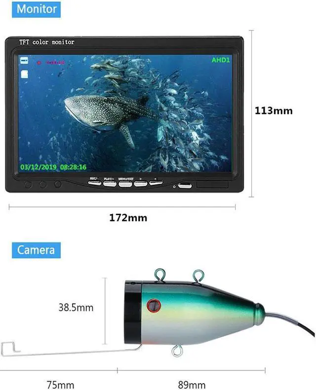 Alt view image 3 of 7 - Fish Finder Underwater Fishing Camera HD 7" 1280*720 Screen 15pcs White LEDs + 15pcs Infrared Lamp 1080P 2mp Camera For Fishing without video recording function