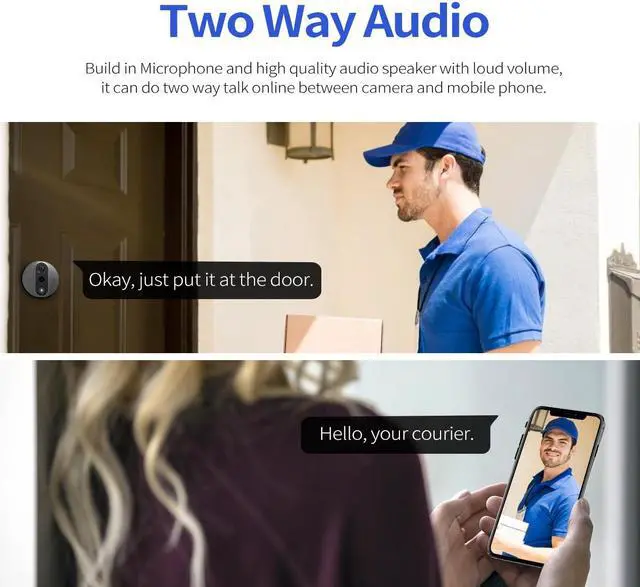 Alt view image 4 of 7 - 1080P 2MP Smart Eye wifi Video Doorbell 4.3" monitor Wide angle 167° Support APP Night Vision Chime Video Recording PIR Motion detection App alarm push digital doorbell with 5000mah battery C86