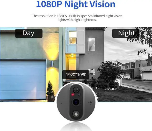 Alt view image 3 of 7 - 1080P 2MP Smart Eye wifi Video Doorbell 4.3" monitor Wide angle 167° Support APP Night Vision Chime Video Recording PIR Motion detection App alarm push digital doorbell with 5000mah battery C86