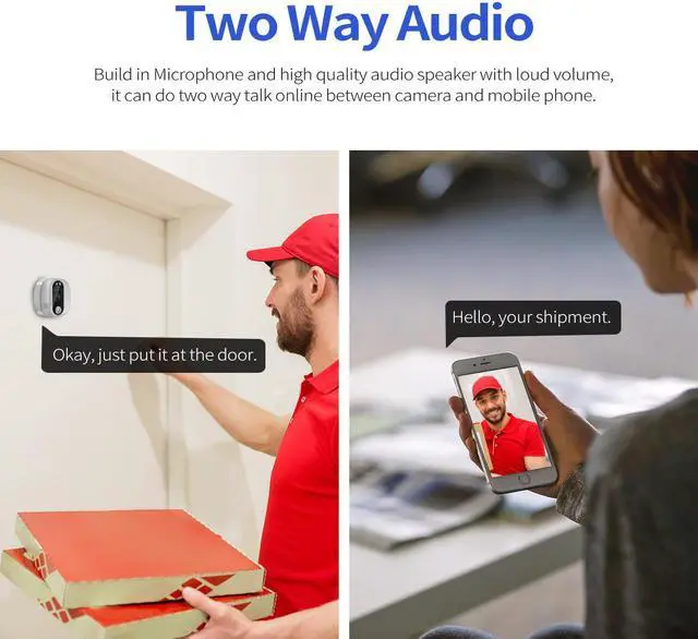 Alt view image 3 of 7 - 1080P 2MP Smart Eye wifi Video Doorbell 4.3" monitor Wide angle 167° Support APP Night Vision Chime Video Recording PIR Motion detection App alarm push digital doorbell with 5000mah battery C85